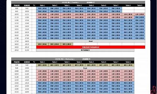 乒乓球比赛赛程表
